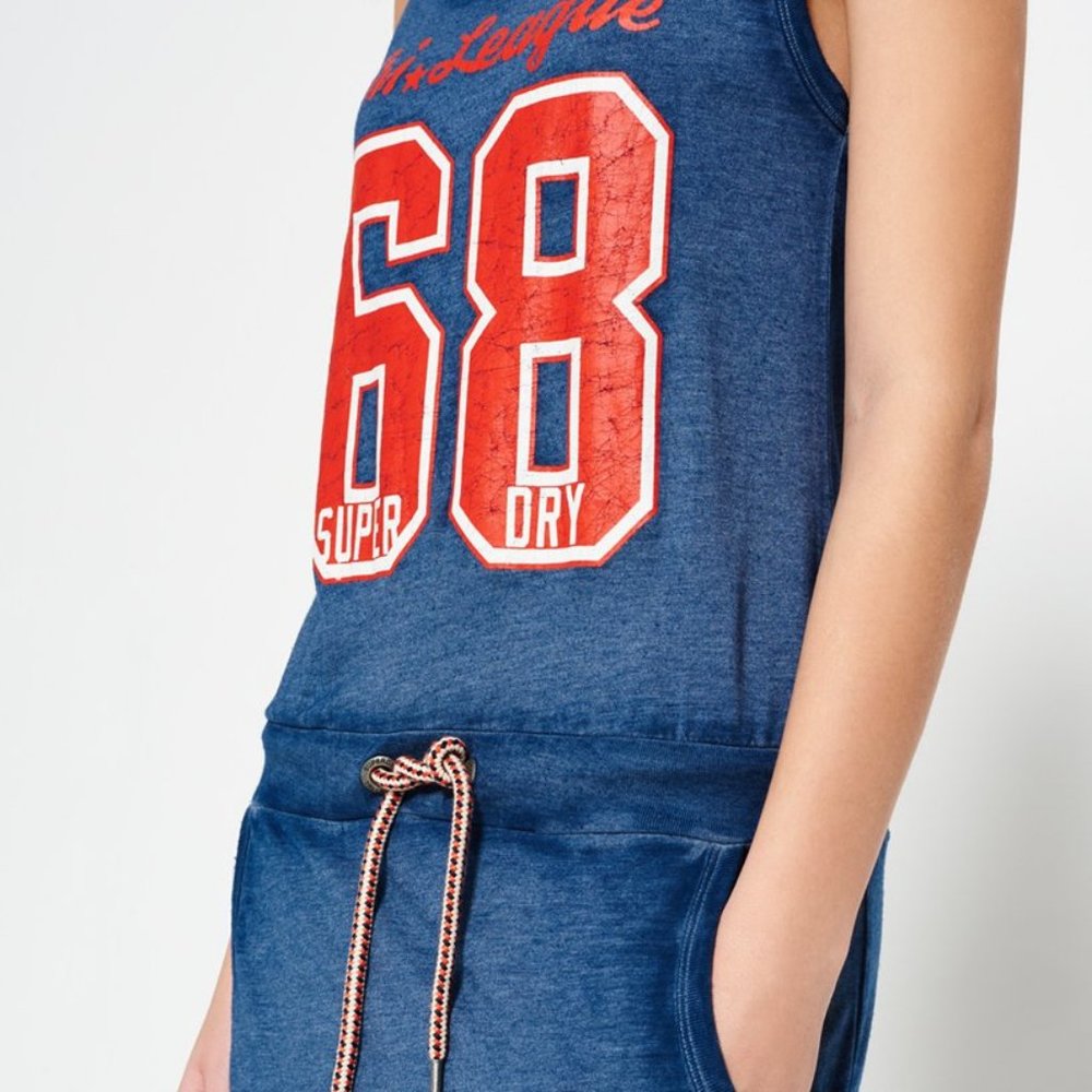 Superdry Tri League maxi dress navy denim